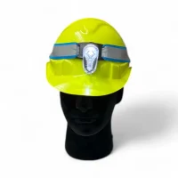 ORBIS High Intensity Beam White Safety Light ORBIS-HIBW-460 Mounted on Helmet Front